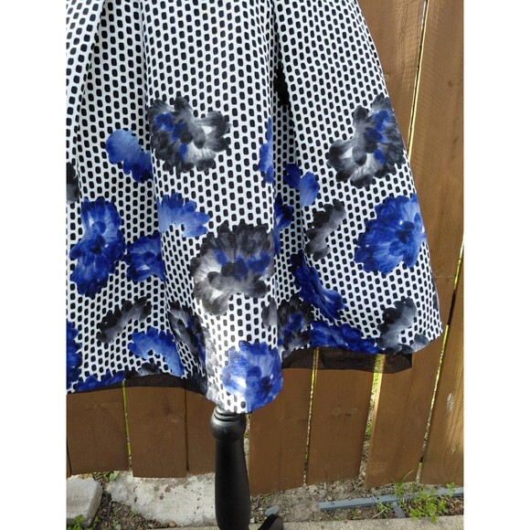Whimsgoth Pleated  Mini Skirt Women's Sz 2 Black White Blue Floral Tulle Layered - Picture 2 of 12